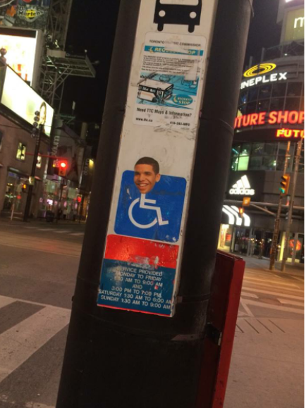 stopdrake2k14:  PEOPLE HAVE BEEN PUTTING DRAKE’S FACE ON WHEELCHAIR SIGNS AROUND TORONTO 