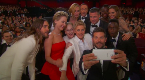 Behind the scene of Oscar ceremony most famous selfie. With Jared Leto, Jennifer Lawrence, Channing 