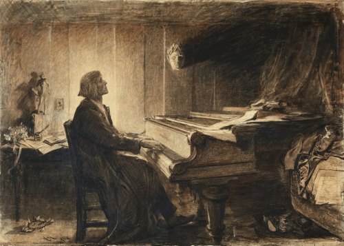 ghostowlattic:Hubert von Herkomer (1849-1914), Franz Liszt at the piano, 1904 AWWW YEAHHHHHHHHH