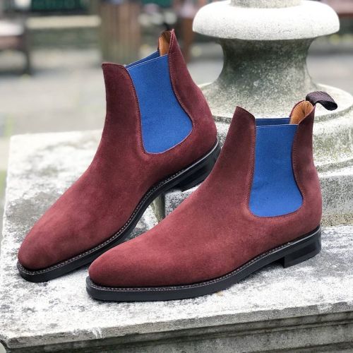 When normal colors won&rsquo;t cut it. The Alki in Burgundy Suede with Blue Gore. . . . . . #mensb