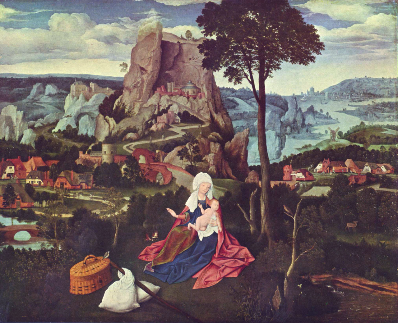 Joachim Patinir (1480 or 1485 - 1524) a) Rest during the flight to Egypt, oil on