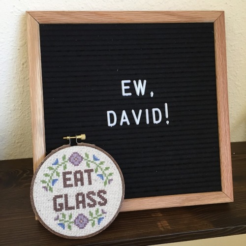 Currently watching Schitt’s Creek for the third time through&hellip;so many quotes to stitch.(x)