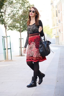 fashion-tights:  Street Style Vestido Estampado