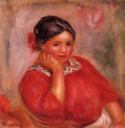 Gabrielle in a Red Blouse, 1896, Pierre-Auguste RenoirMedium: oil,canvashttps://www.wikiart.org/en/p