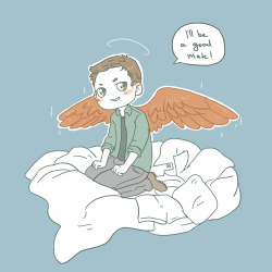 diminuel:  Angel!Dean building a nest for