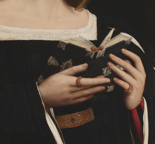karrova:Female Saint Holding a Book (detail) by Amico Aspertini