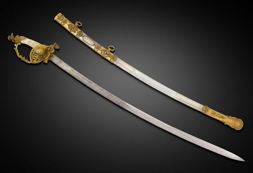 art-of-swords:  United States Cavalry Officer’s SwordDated: 1864Culture: AmericanMeasurements: overall length 43 ½ inches (110.4cm); blade length 34 ¾ inches (88.2cm)A piece of Civil War militaria, this presentation sword was given to United States