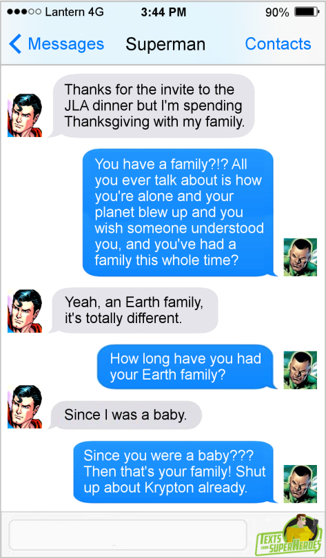Happy Thanksgiving from Texts From Superheroes