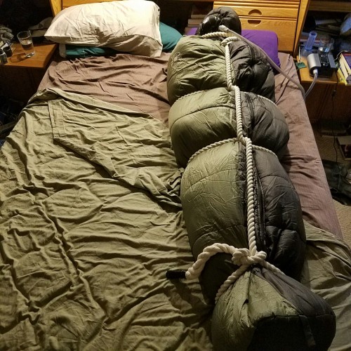 mummybagboy: ropenbag: Straight friend spent night trying my puffy prison suit. Morning i put him in