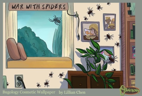 Bugology cosmetic wallpaper illustration - War with SpidersAnother illustration I drew for the Bugol