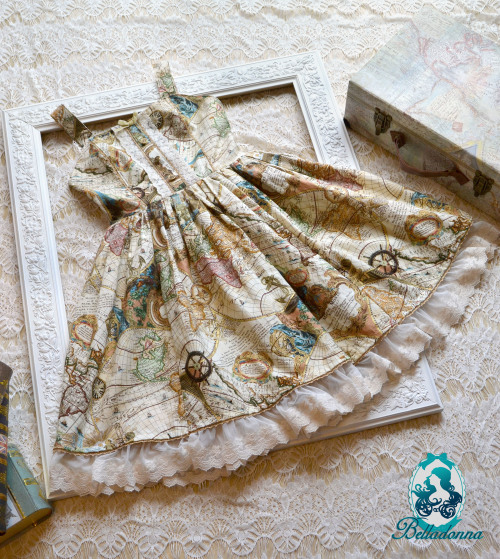 Old World JSK in Antique Parchment  This elegant dress features an exquisite antique map design with