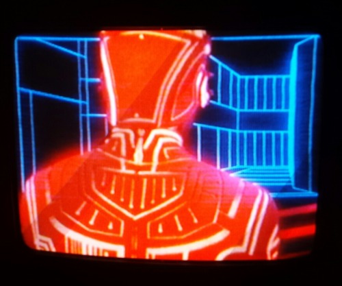 visionofmyselfi:  My afternoon.  Watching Tron (the original) on VHS, and on a 14 inch screen TV-VCR