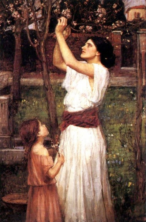 english-idylls:Gathering Flowers in John William Waterhouse paintings.