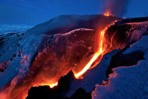 nubbsgalore:photos of a volcanic eruption and lavafall at fimmvorduhals, east of glacier eyjafjallaj