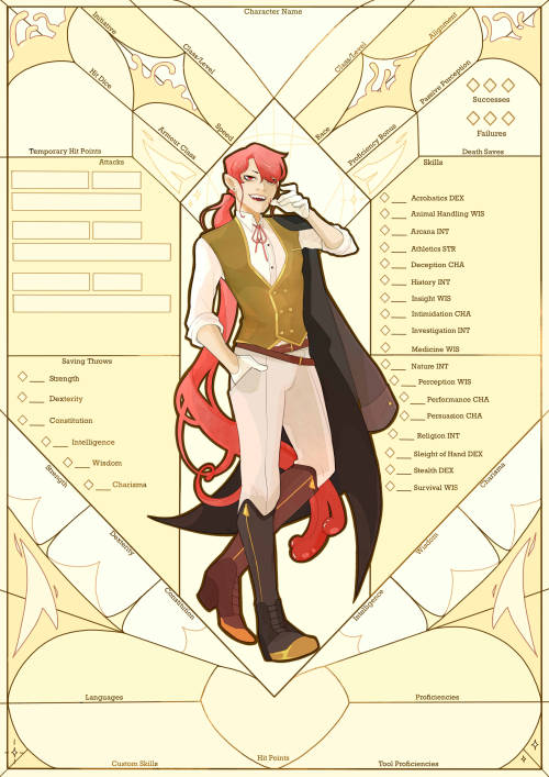 The first of my character sheet commissions, Eros for @oops-i-accidentally