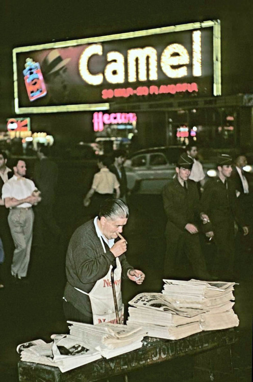 newyorkthegoldenage: Evening on Broadway, 1954.Photo: Marvin E. Newman via the Bruce Silverstein Gal
