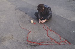 saxeus: Process shots from   ‘Berries Reclaiming Cracks in the Pavement’, ephemeral sculpture, 2015 