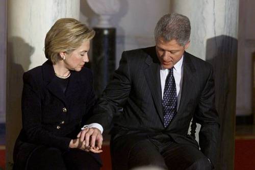  JANUARY 04, 1999: President Bill Clinton and Hillary Rodham Clinton as they unveil a tax-break prop