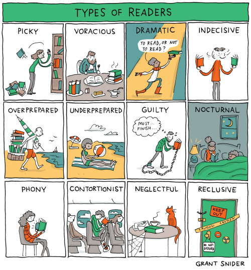 incidentalcomics:Types of Readers (for the NY Times Book Review) This comic will appear in my upco