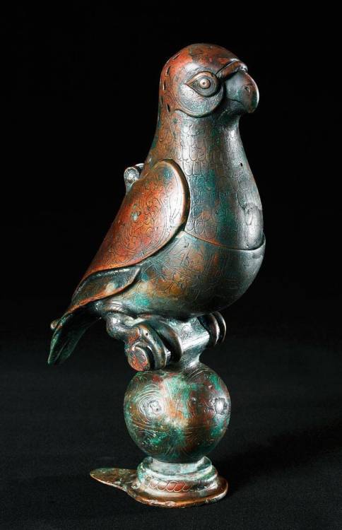 blondebrainpower:  Incense burner, cast, punched, and engraved bronze Sicily or southern Italy; end of 11th – beginning of 12th century.  