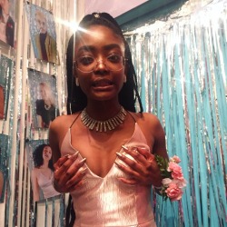 blackfashion:  On my prom night I had a gallery opening, so I went to both.