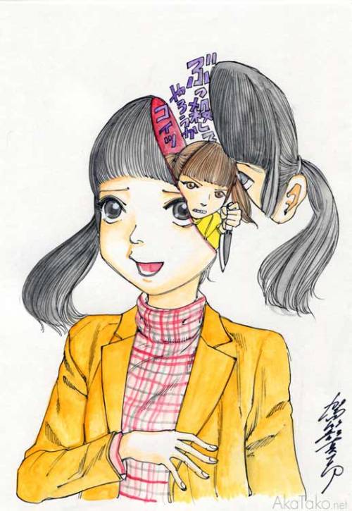 akatako:  “Funny Girl #80” paintingby Shintaro Kago