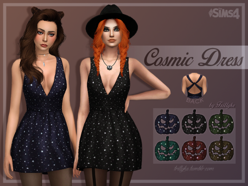 trillyke:Cosmic DressI wanted to do something halloween-y for you guys, but all I could find for ins