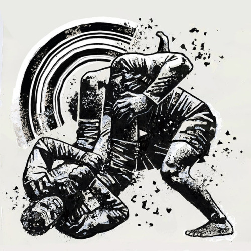 ARMBAR/KIMURA Acrylic, Digital, 20″x20″, 2017. For Tatami Fightwear.