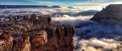 americasgreatoutdoors:  Here’s what Mather Point (Grand Canyon National Park) looked like yesterday morning with the rare inversion. Rangers wait for years to see it. Word spread like wildfire and most ran to the rim to photograph it. What a fantastic