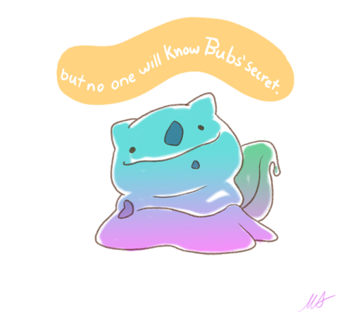 palaciospage:  So I have a new Pokemon plushie. It’s a bulbasaur but not a bulbasaur, it has a ditto face on it. I love it, so I gave it a small story. 