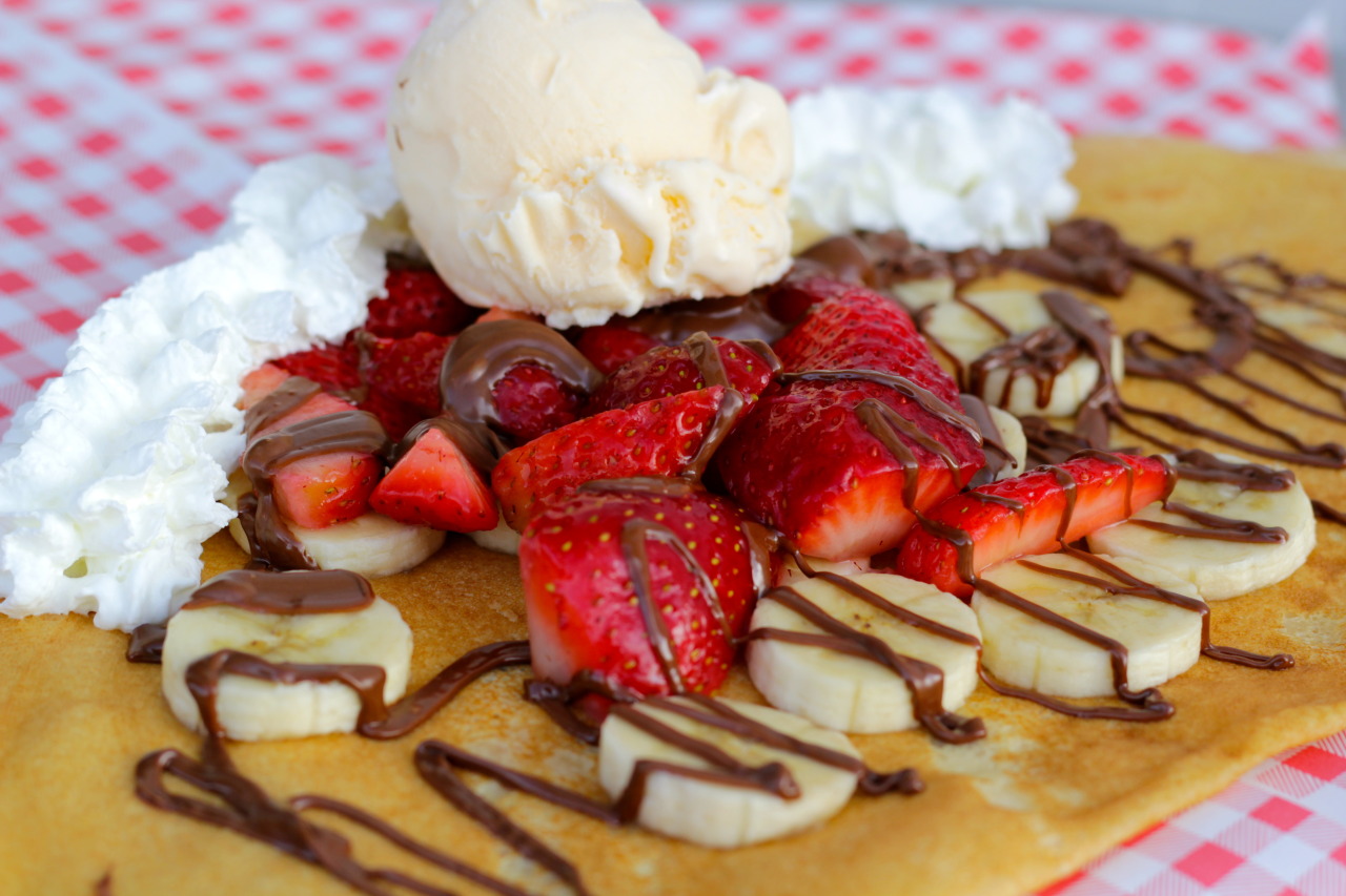 Famous Crepe - Nutella, fresh strawberries, banana, ice cream, whipped cream