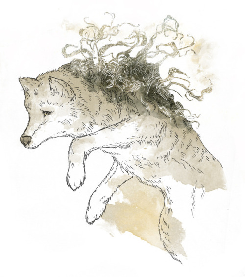 Inktober Day 16 - Silver Wolf… Native silver really grows into Tim Burtonesque little trees; 