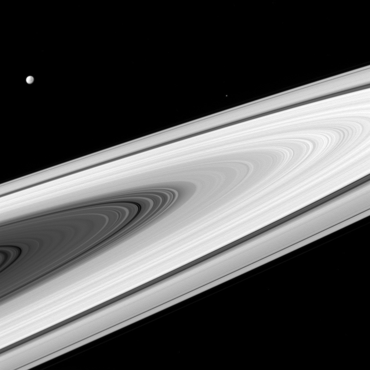 just&ndash;space: Not Really Starless at Saturn : Saturns main rings, along with