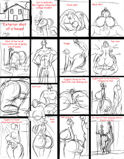 old storyboards of the jiggles 3d comic.