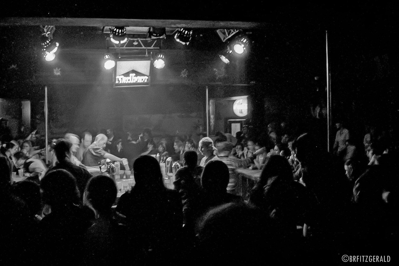 The notorious “Ladies Night” at the infamous Hungry Duck.
Moscow 1999. Shot on Ilford 400 B&W film with a Nikon N70.
Photo © Brian R. Fitzgerald (brfphoto.tumblr.com)