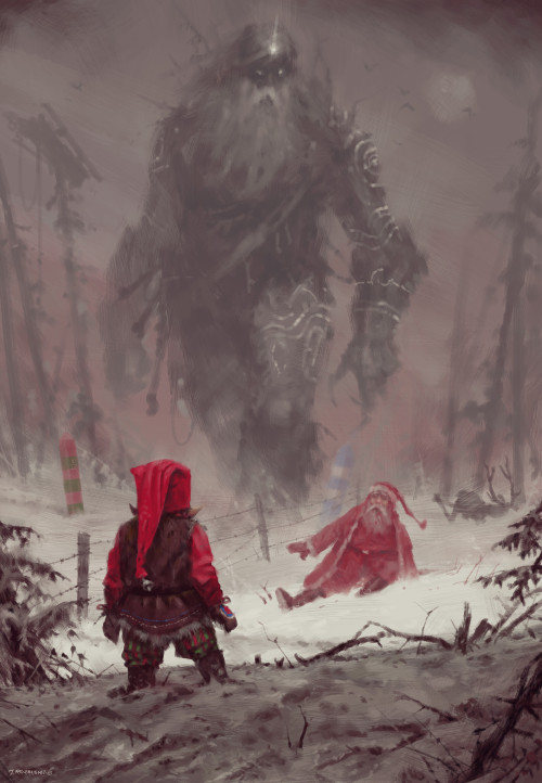 ex0skeletal-undead: Dark Christmas Illustrations by Jakub Rozalski This artist on Instagram // Tumbl