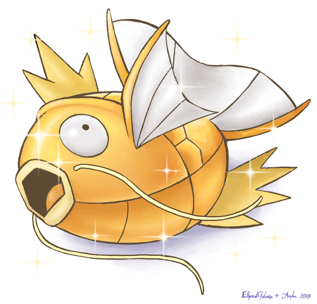 ethereal-galaxia-art:
“ Shiny Magikarp collab with my bro @shroomhue
He did the lines and I did the colouring c:
Magikarp is the best Pokemon ever and my mind cannot be changed /shot
”