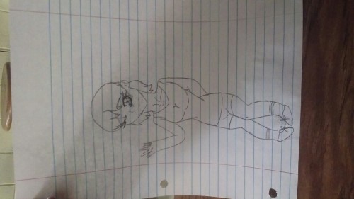 A Quick Drawing Of An Anime Girl In A Tank Top And Booty Shorts.I Drew This In My First Period Class