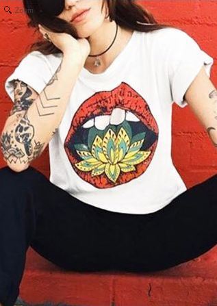 fancywolfpainter:  buy it here  Floral Lip Printed Crop Top without Necklace   