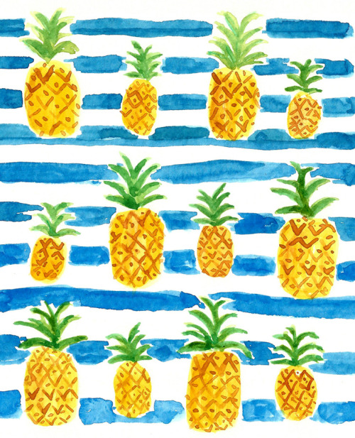 thinktinyart:  Painting pretty pineapples patiently.  