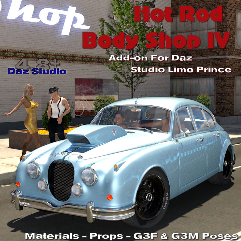  Hot Rod Body Shop IV is a material preset, props and pose package for  Daz Studio&rsquo;s