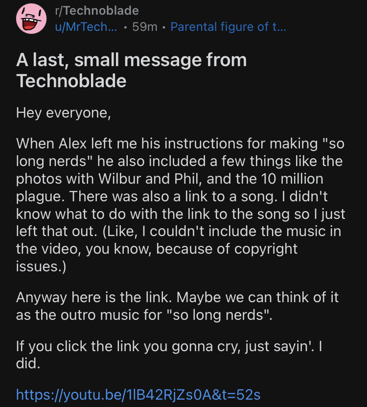 Last words : r/Technoblade