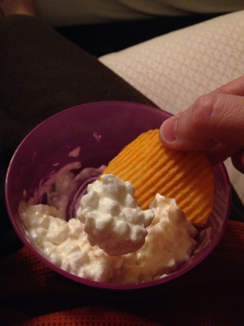 As far as I know, I am the only person on the planet who eats cottage cheese as dip for Cheddar &