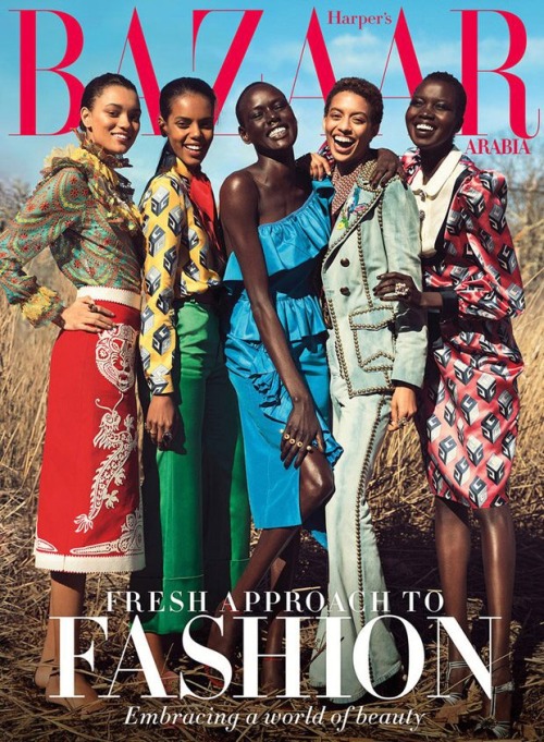 Ajak Deng, Grace Mahary, Jourdana Phillips, Lameka Fox, and Nykhor Paul cover Harper’s Bazaar Arabia