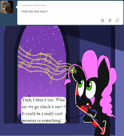 darkfiretaimatsu:  Music is a powerful tool, and the right song can get just about anypony just about anywhere~ I don’t actually know music, so just pretend those notes are legitimate and not some nonsense scribbles my mod made up. In fact, you should