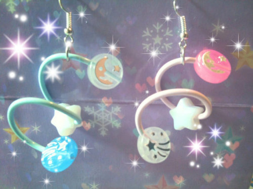 star moon earrings galactic space fairy kei from Alice Fairy dream   $9.00   Use the code CHINAPASTE