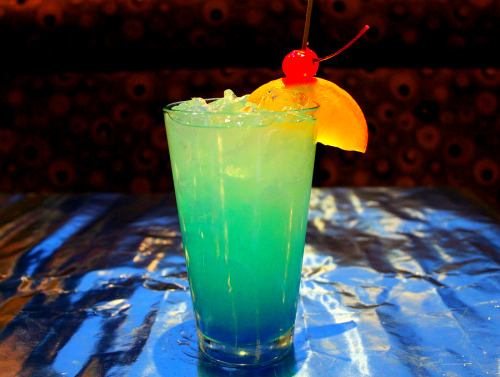 kelli-leigh-o:  Blue Long Island or Adios Motherfucker:- ½ oz. tequila- ½ oz. gin- ½ oz. rum- ½ oz. vodka- ½ oz. blue curaçao A couple splashes of sour mixShakeTop with club soda or 7UpCherry garnishBOOM.GUESS WHO IS