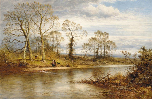 An English River in Autumn, Benjamin Williams Leader, 1877