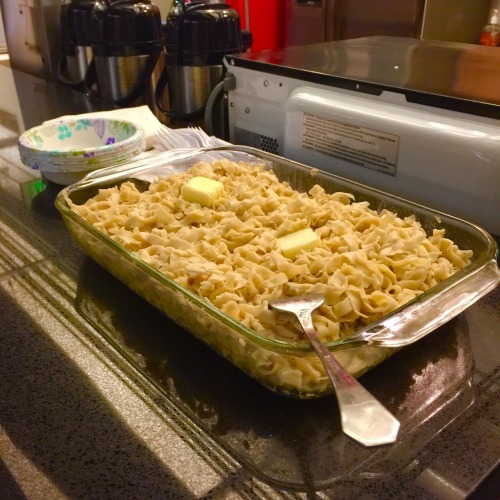 Regular ol’ noodles and butter! Definitely the most complicated recipe Christy Cohen has done for episode snack.