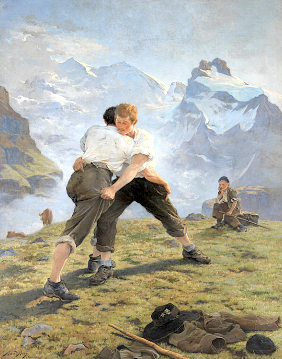 enchantemoimerlin:    Auguste Baud-Bovy (1848-1899)     Les lutteursMusée d'art